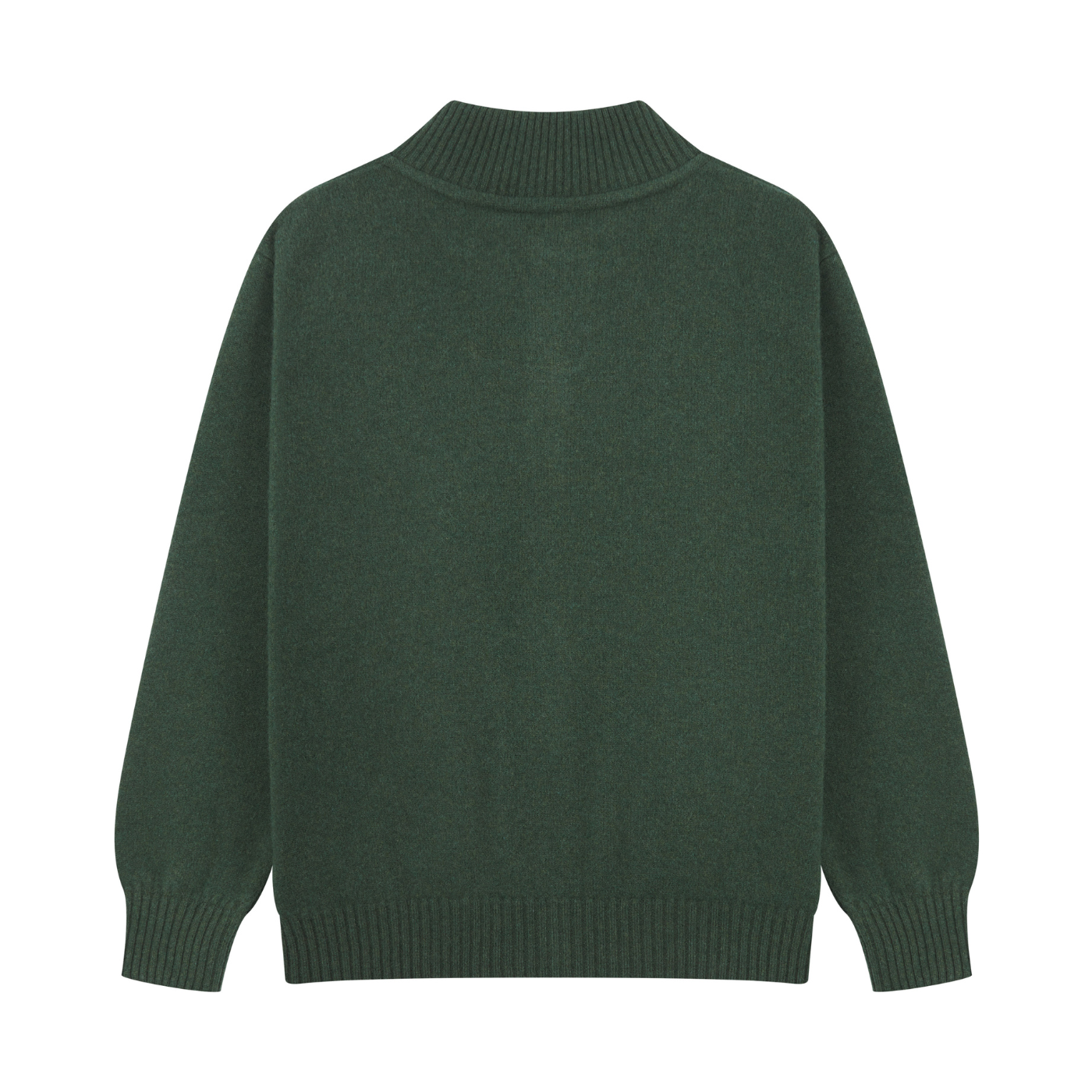 Green wool cardigan on a white background