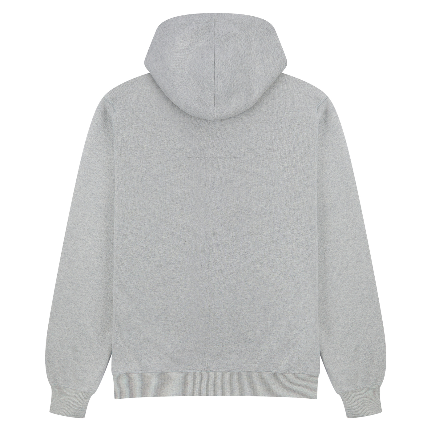 Gray hoodie shown from the back on a white background