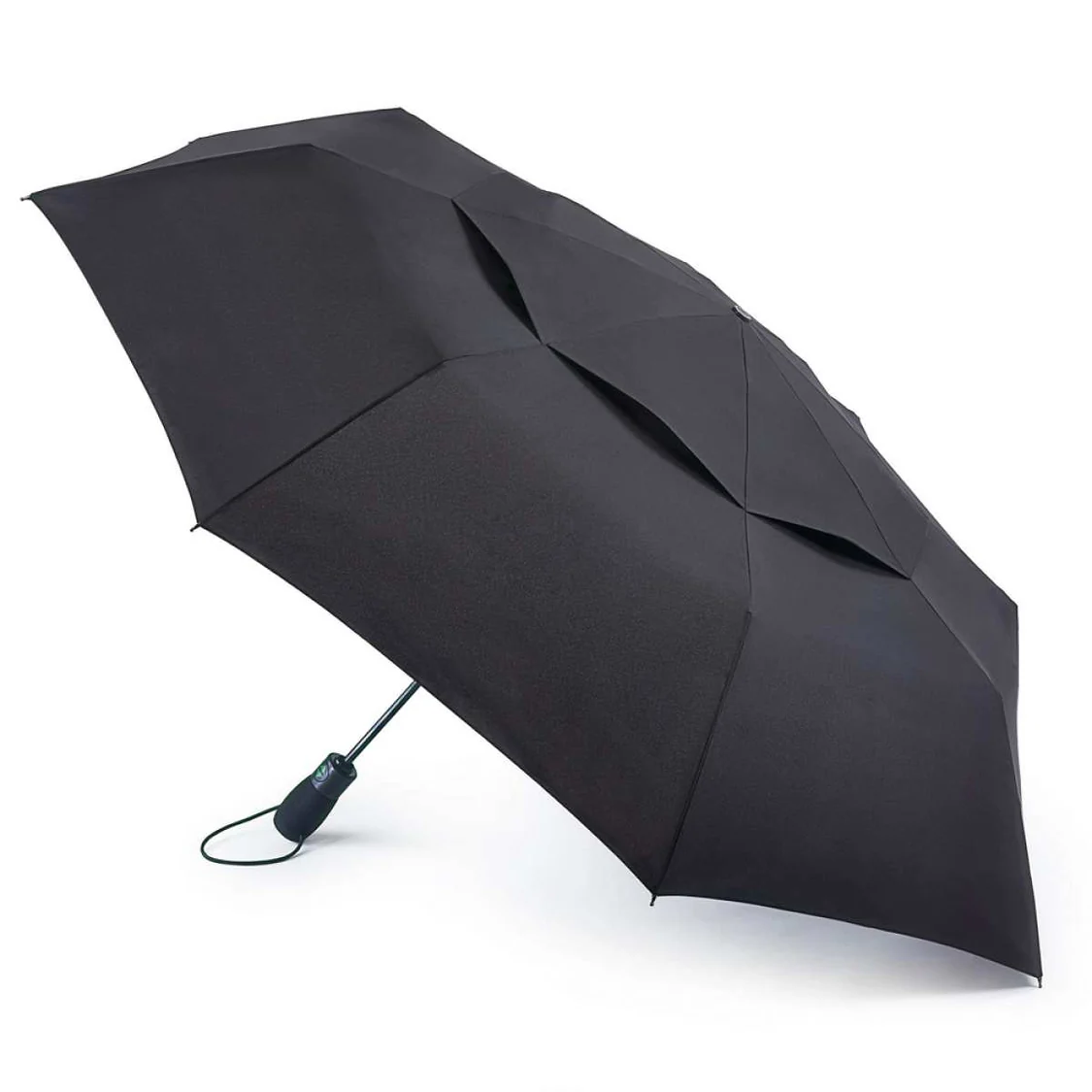 Black umbrella on a white background