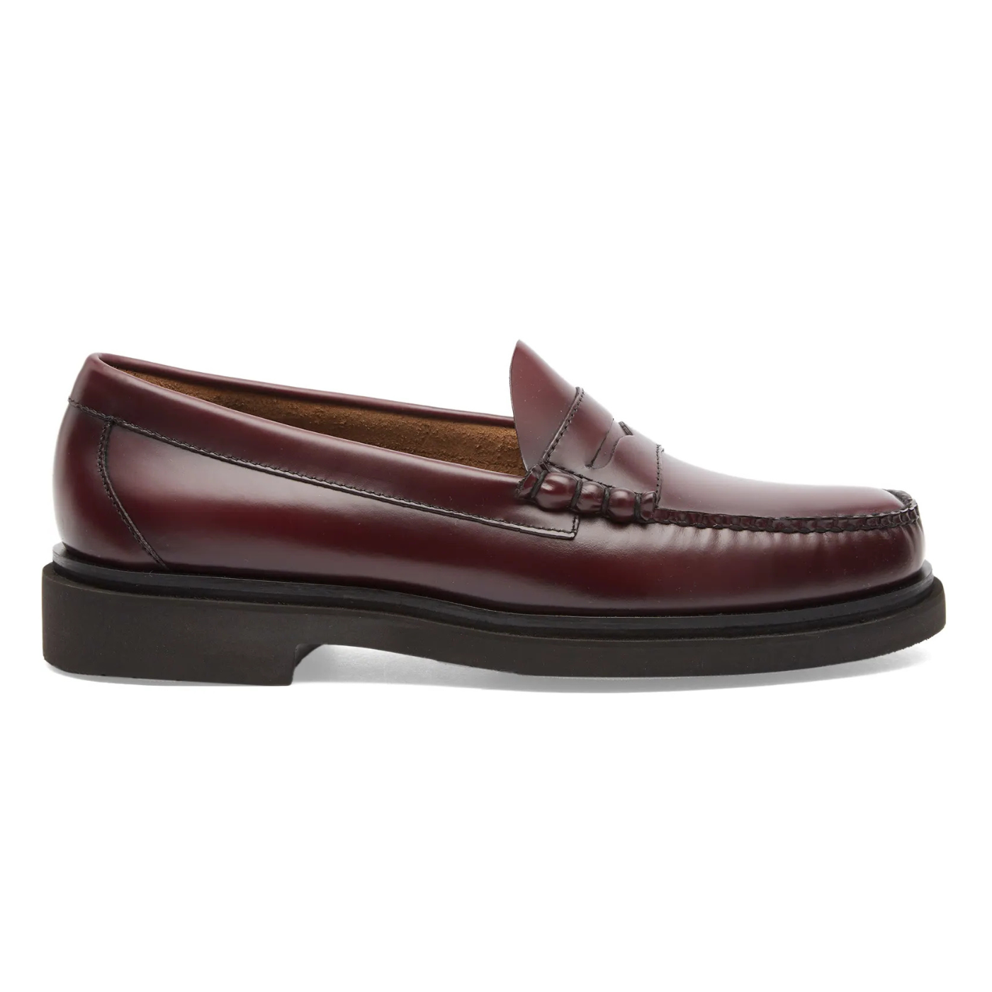 Burgundy loafer shoe on a white background