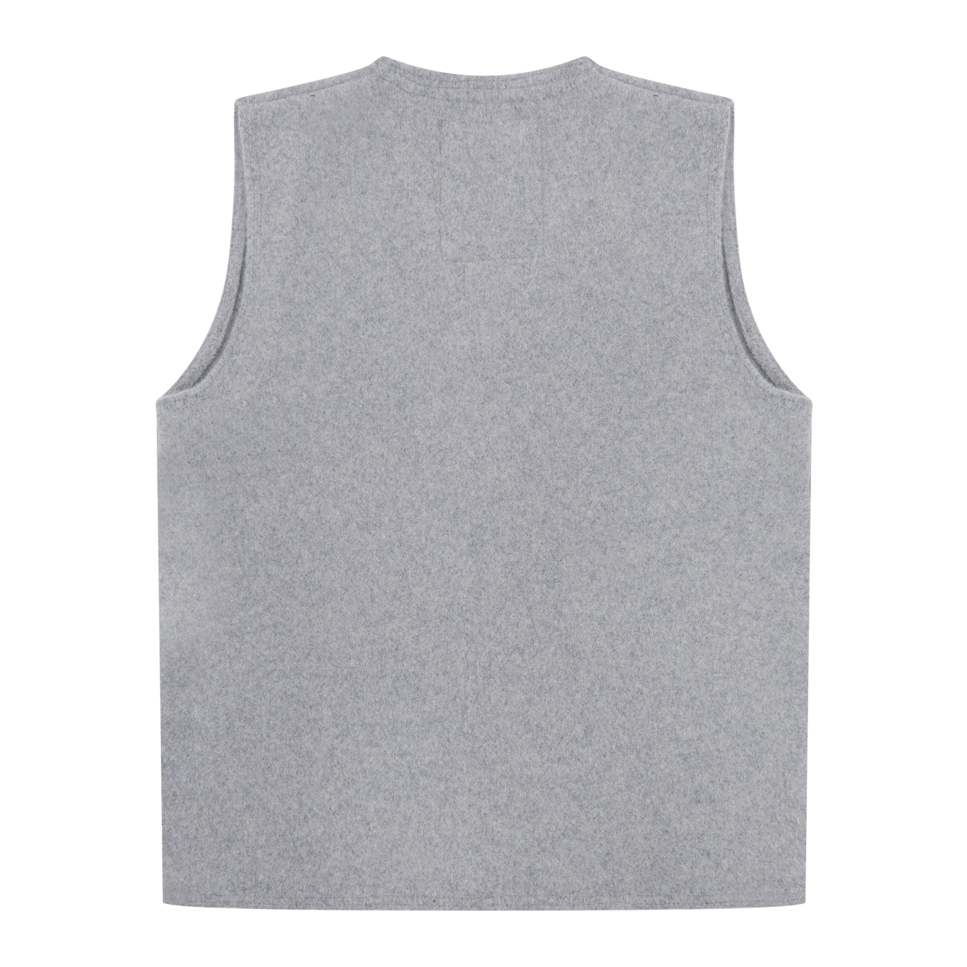 Grey wool vest on a plain white background