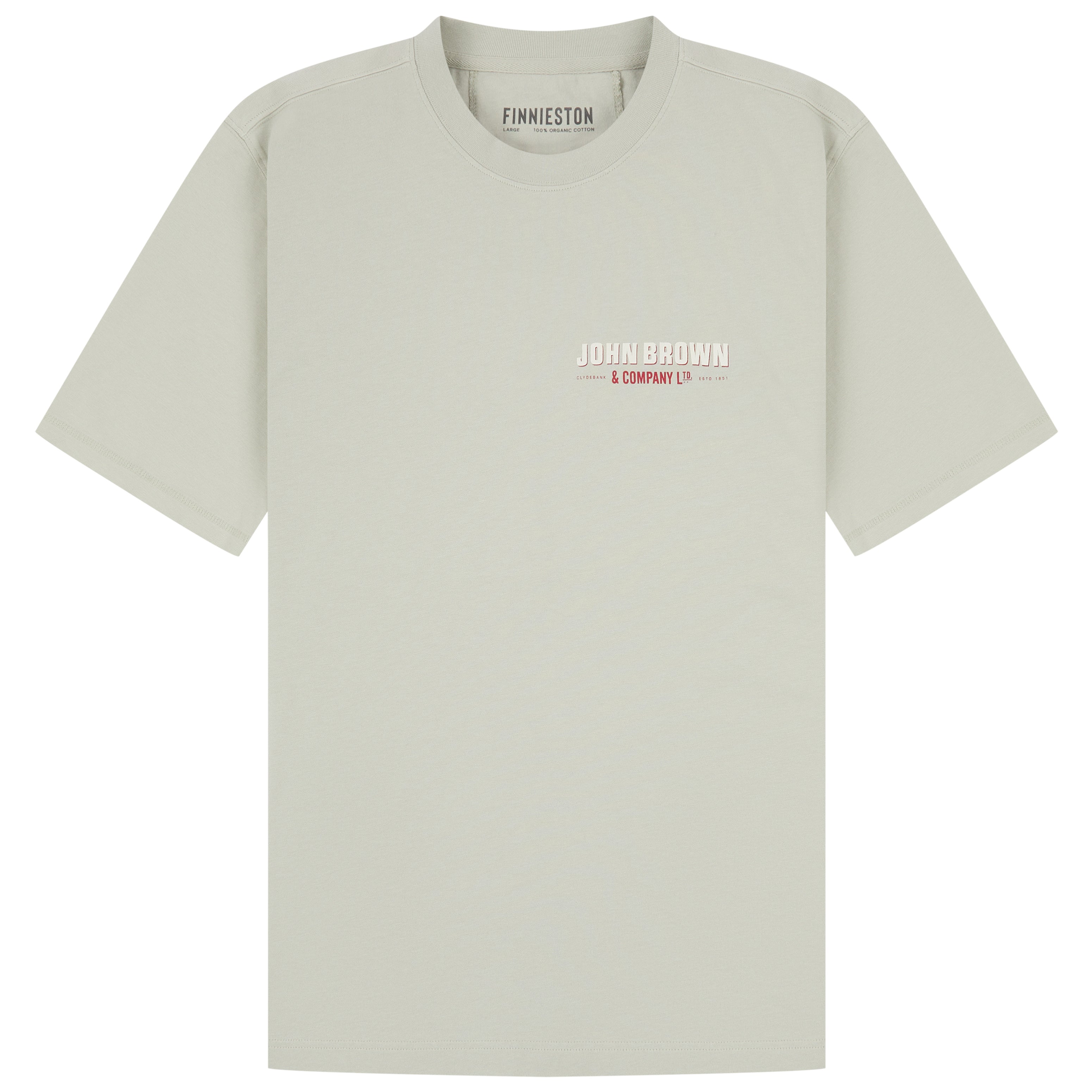 Light gray t-shirt with a logo on a white background