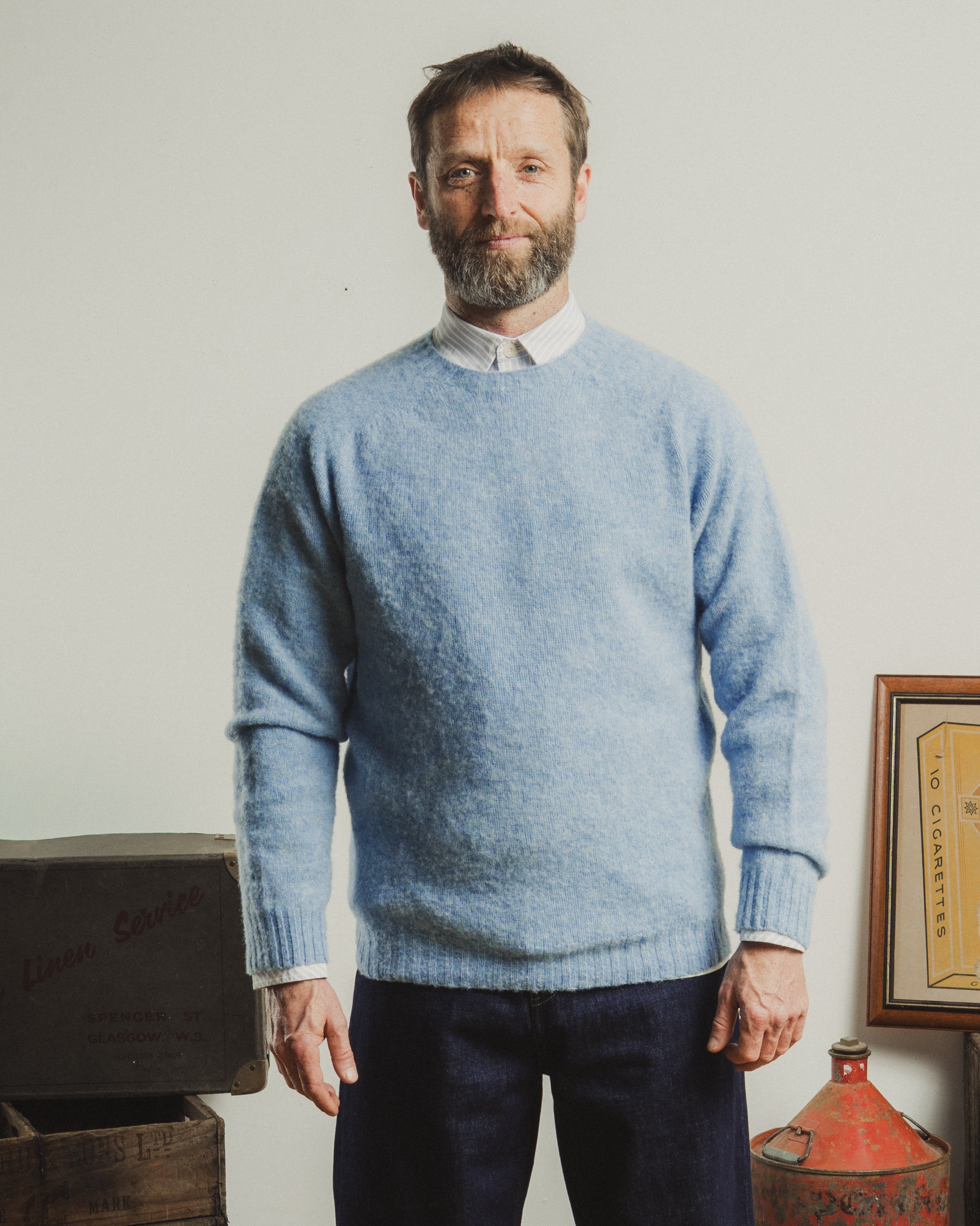 KELSO SHAGGY KNIT CREWNECK LOCH BLUE