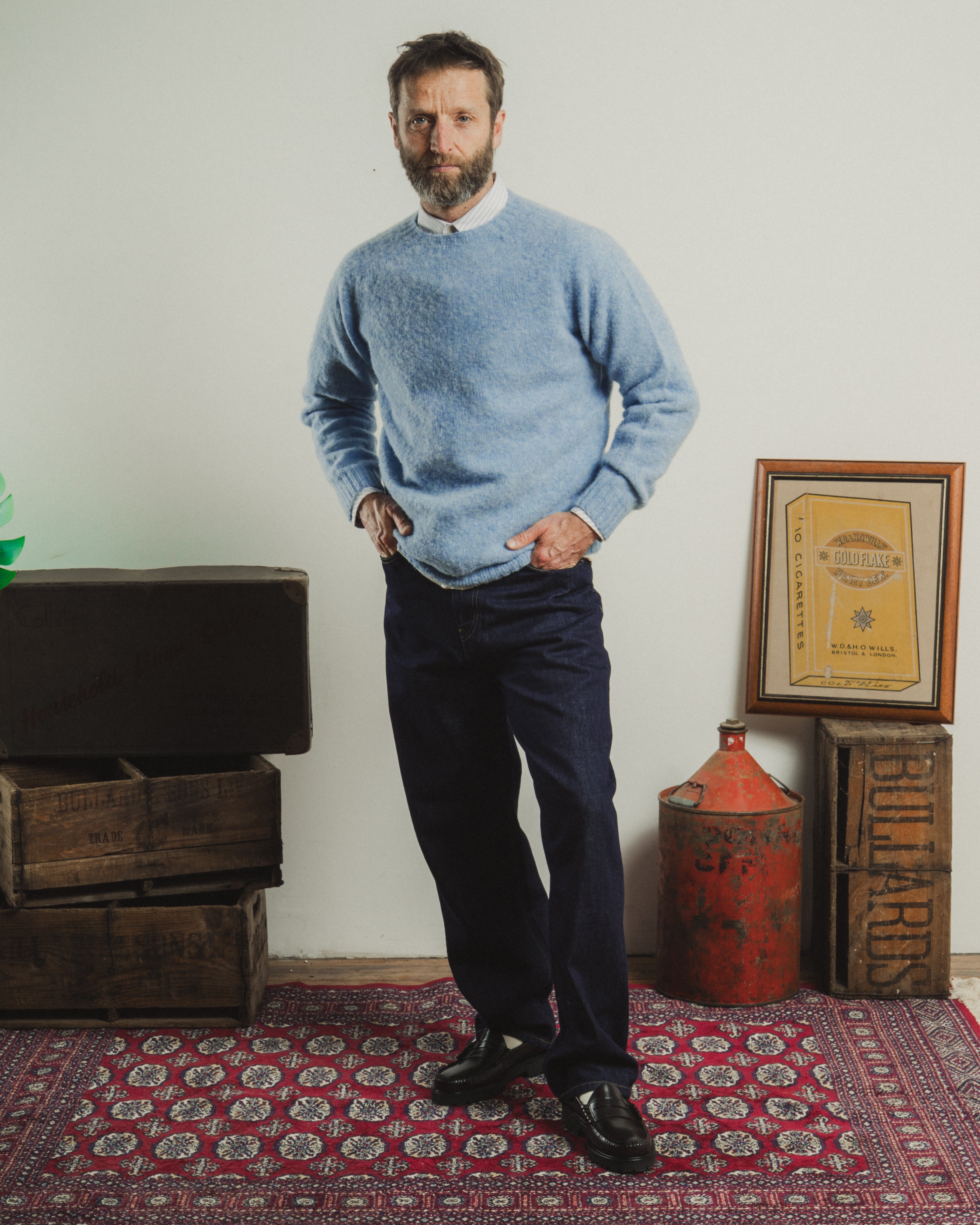 KELSO SHAGGY KNIT CREWNECK LOCH BLUE