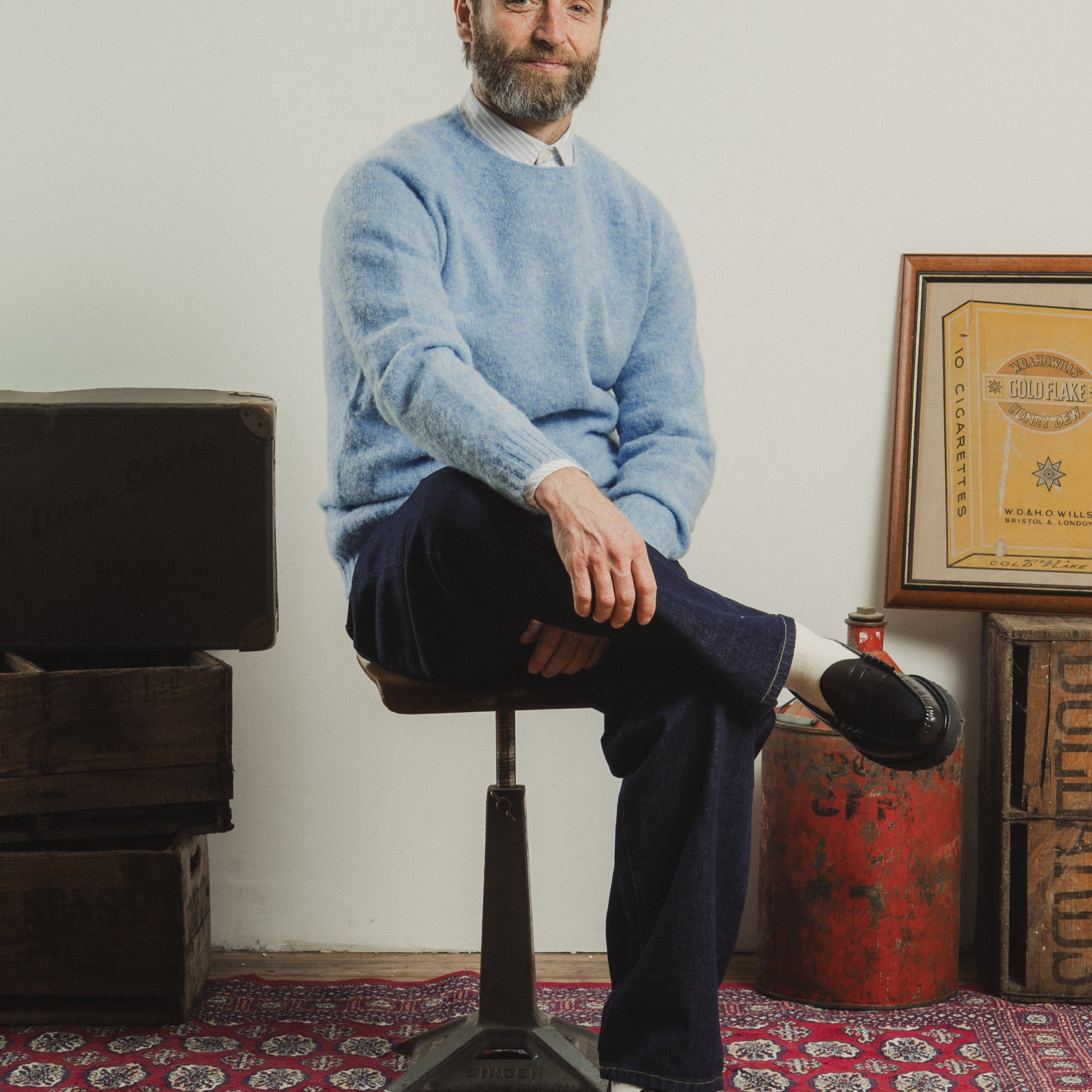 KELSO SHAGGY KNIT CREWNECK LOCH BLUE