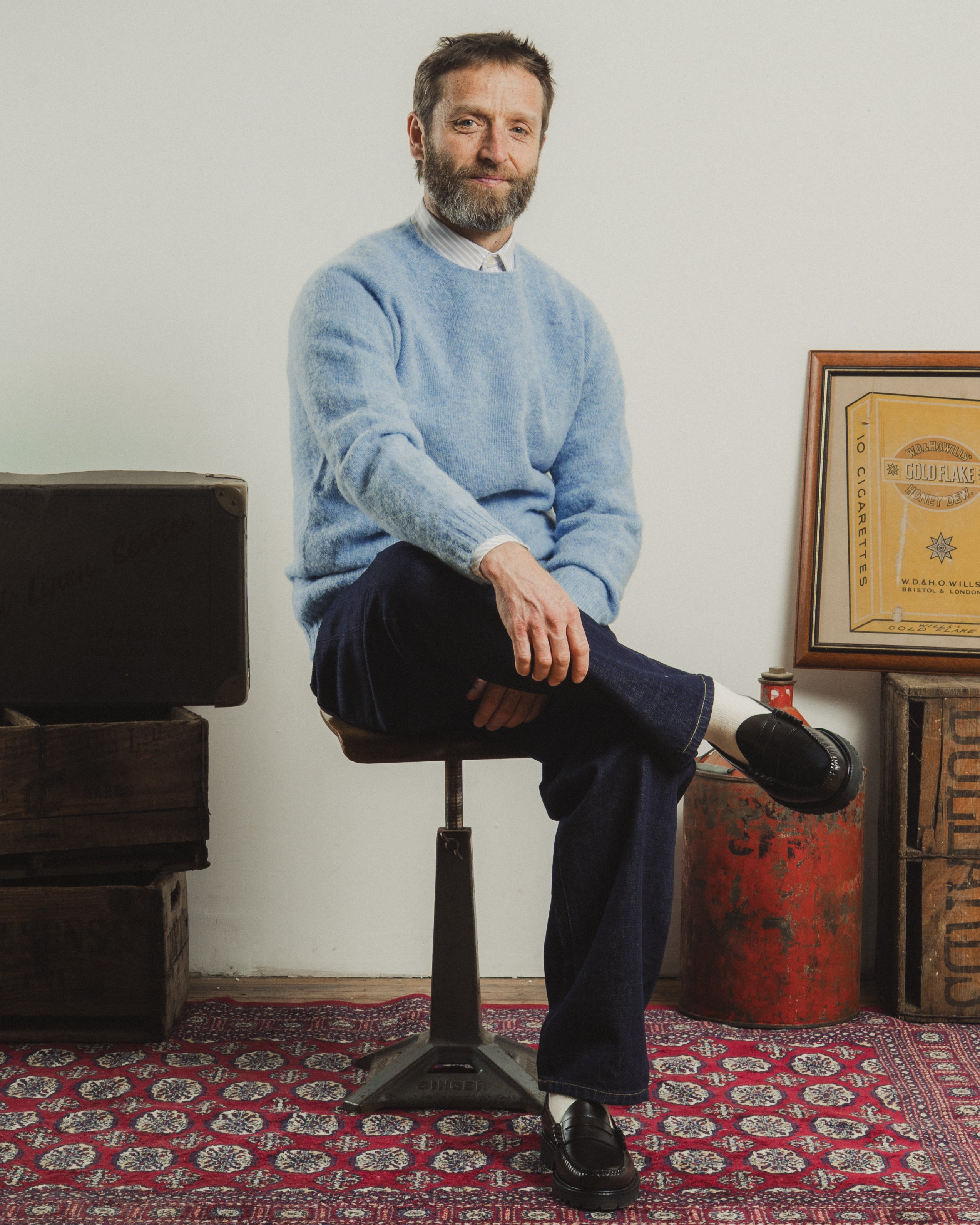 KELSO SHAGGY KNIT CREWNECK LOCH BLUE