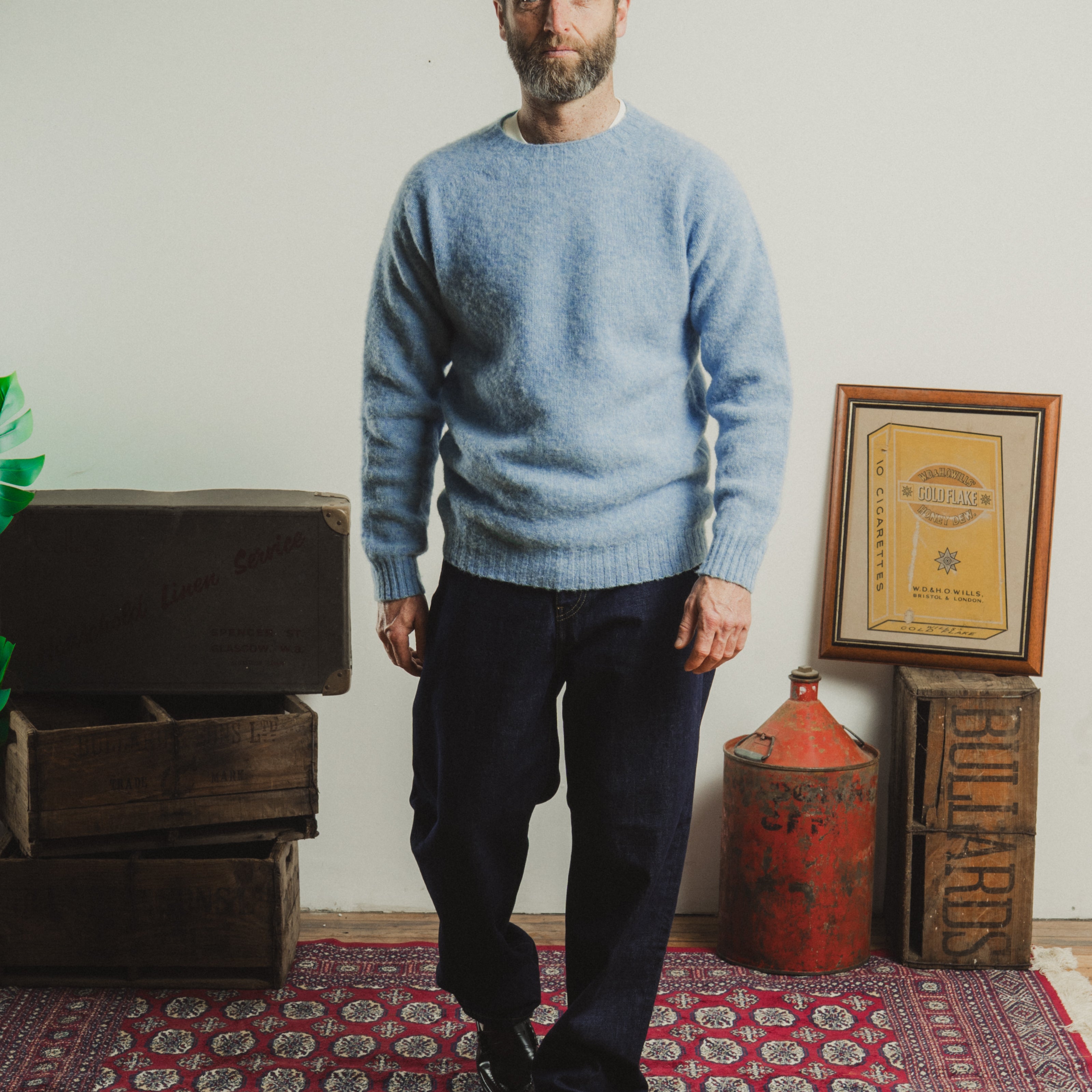 KELSO SHAGGY KNIT CREWNECK LOCH BLUE