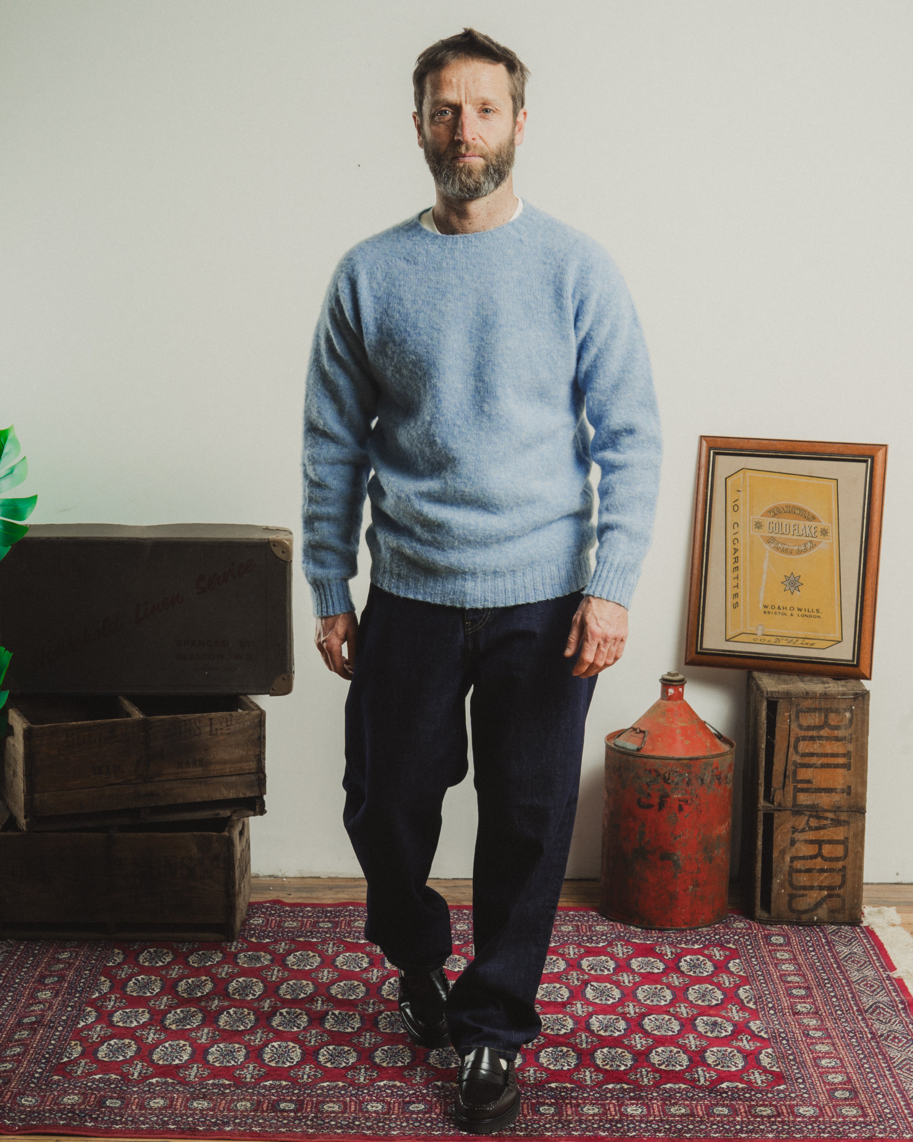 KELSO SHAGGY KNIT CREWNECK LOCH BLUE