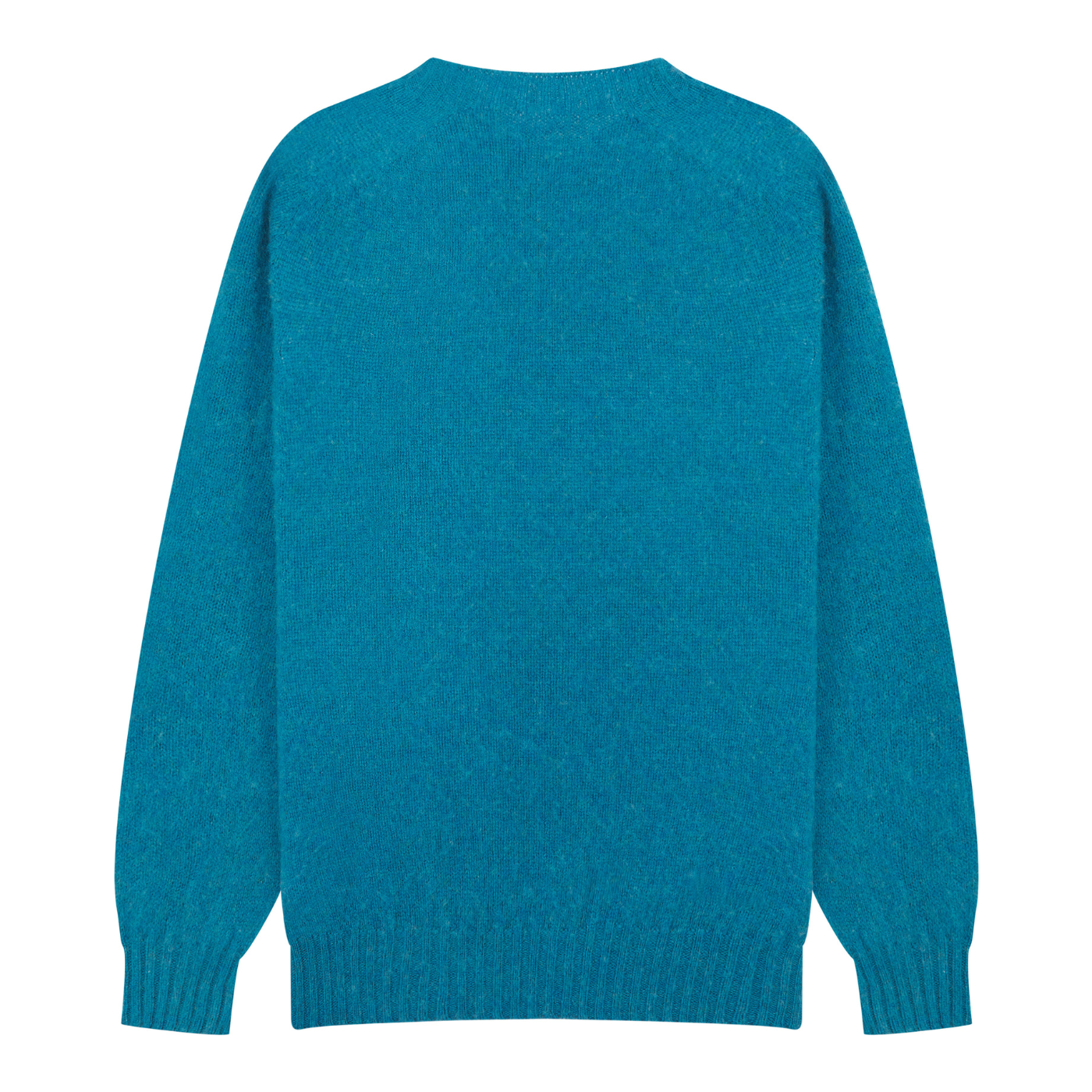 Blue wool knit sweater on a white background