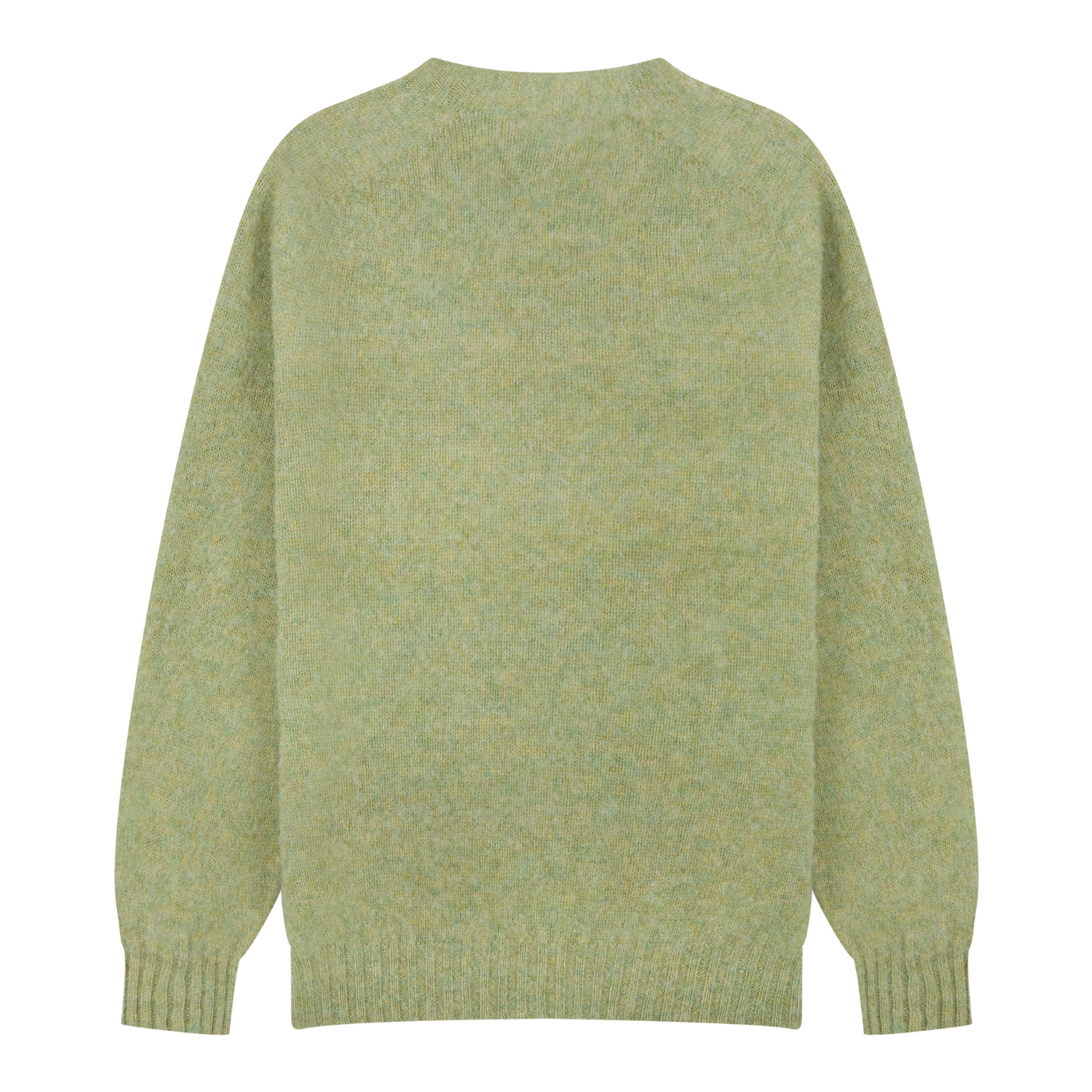 Green knit wool sweatshirt jumper crewneck on a white background