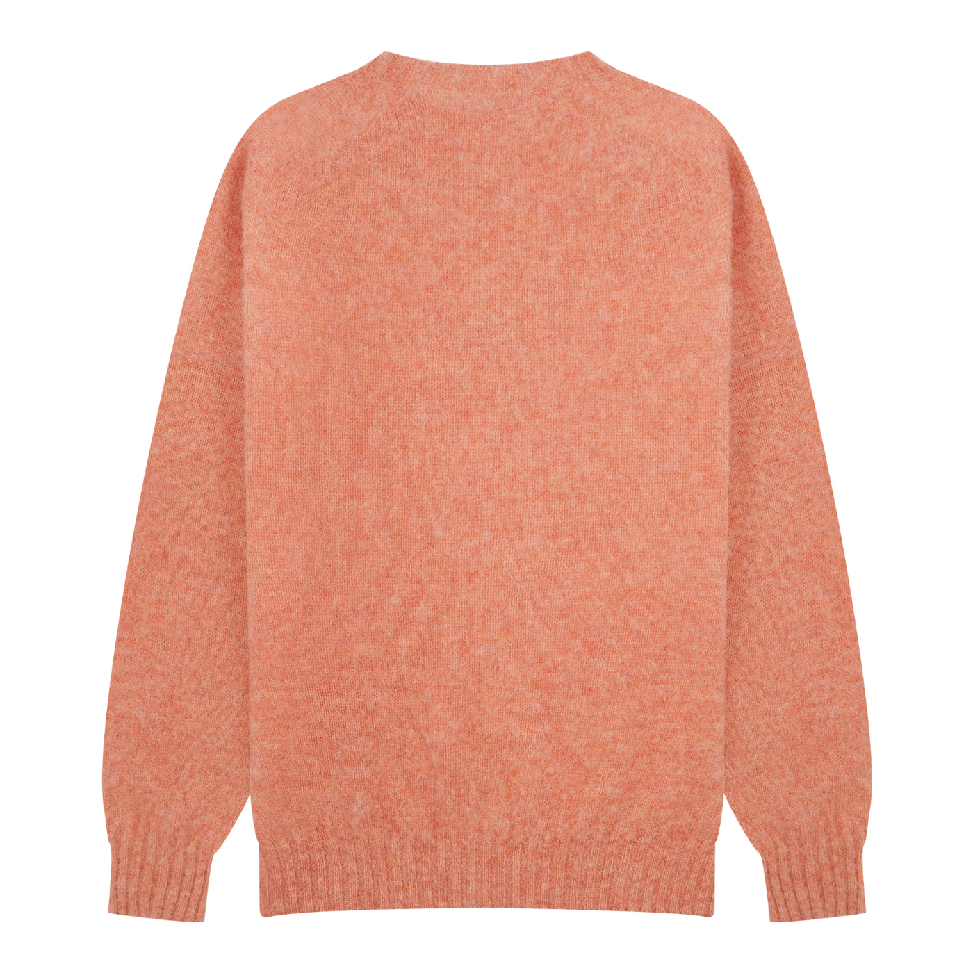 orange wool knit sweatshirt on a plain white background