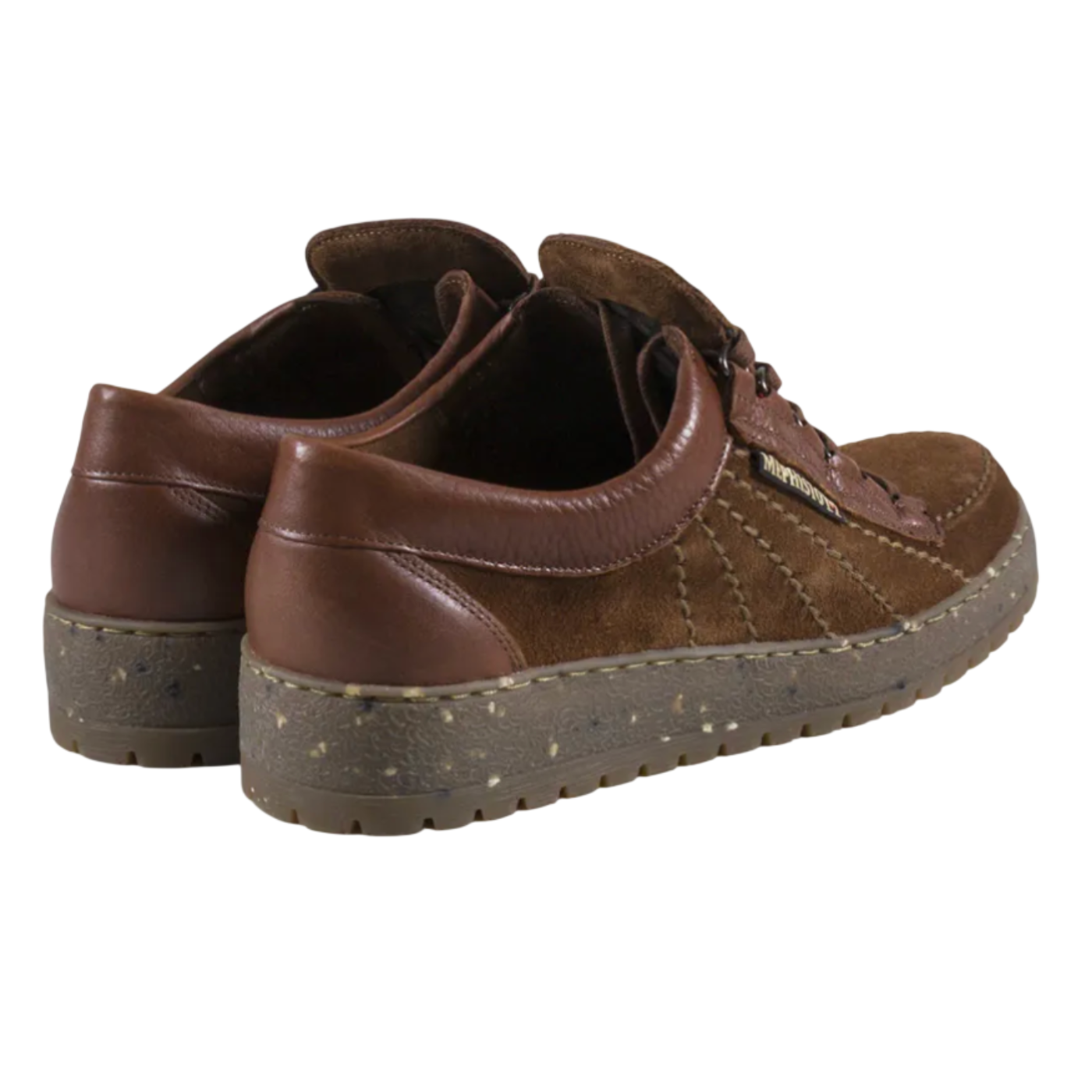 Pair of brown shoes on a white background