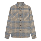 Plaid shirt with button details on a white background