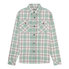 Plaid shirt with green and pink pattern on a white background