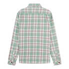 Plaid shirt with green and pink pattern on a white background