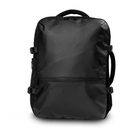 Black backpack on a white background