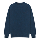 Blue wool sweater knit crewneck on a white background