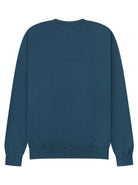 Back of blue organic cotton sweat on white background