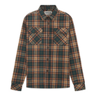 Plaid shirt with visible brand label on a white background