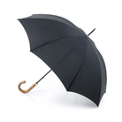 Black umbrella with a wooden handle on a white background