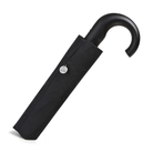 Black umbrella with a curved handle on a white background