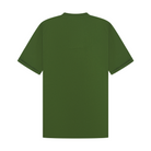 Green t-shirt on the back against a white background