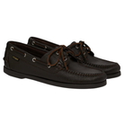 Pair of dark brown leather shoes on a white background