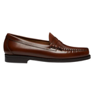 Brown leather loafer shoe on a white background