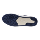 Navy blue and white shoe sole on a white background
