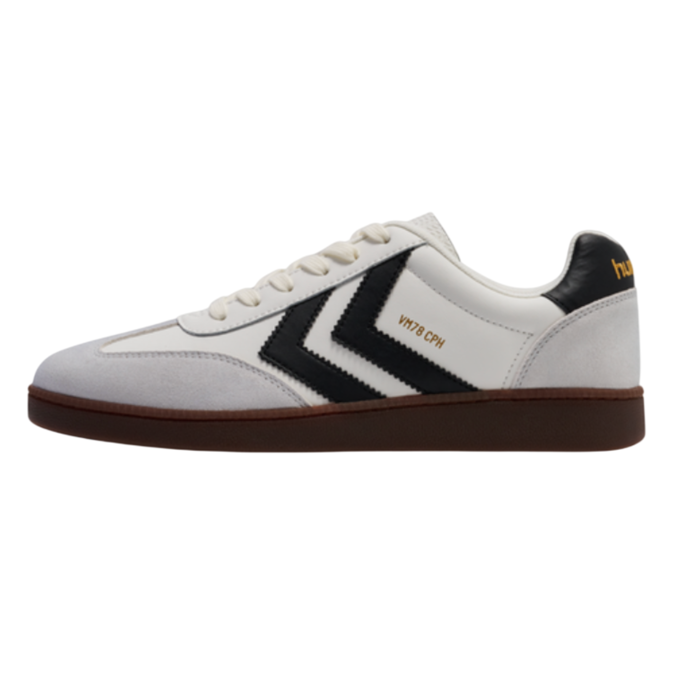 White sneaker with black zigzag pattern on a white background