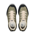 Pair of green sneakers with black soles on a white background