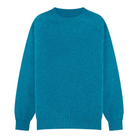 Blue wool knit sweater crewneck jumper on a white background
