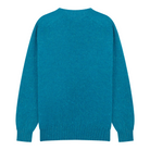 Blue wool knit sweater on a white background