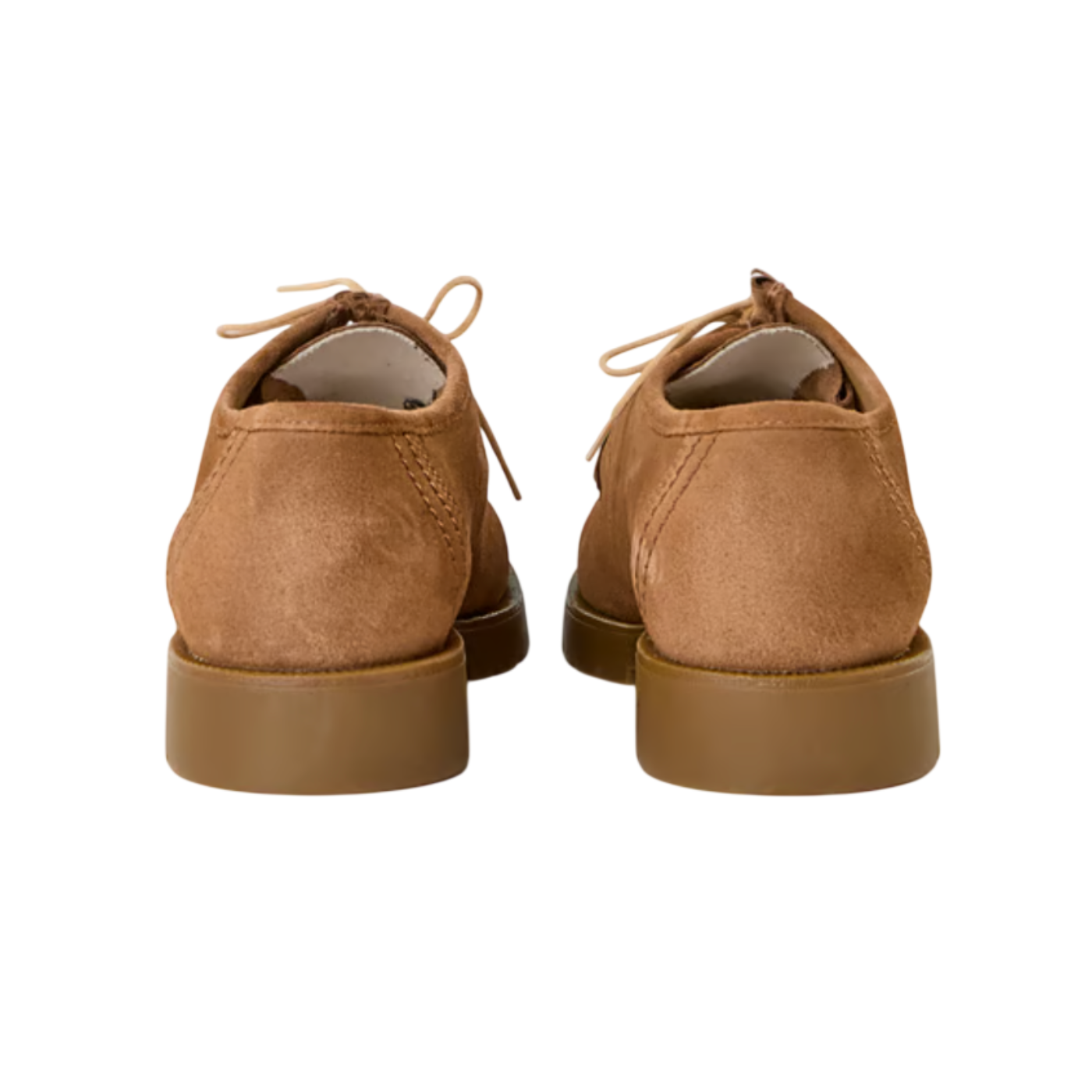 Pair of brown suede shoes on a white background