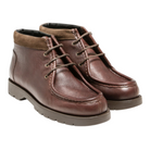 Pair of brown leather Kleman boots on a white background