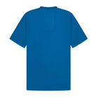 Blue t-shirt with a pocket on the back against a white background