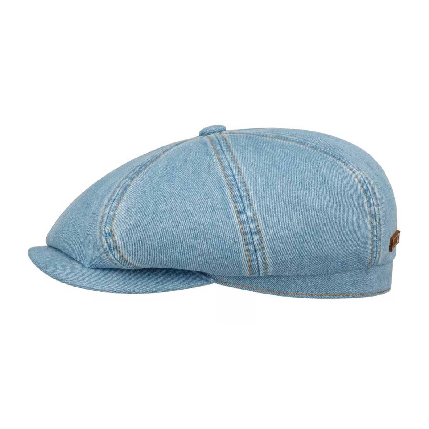 Light blue denim cap on a white background