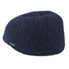 Navy blue textured flat cap on a white background